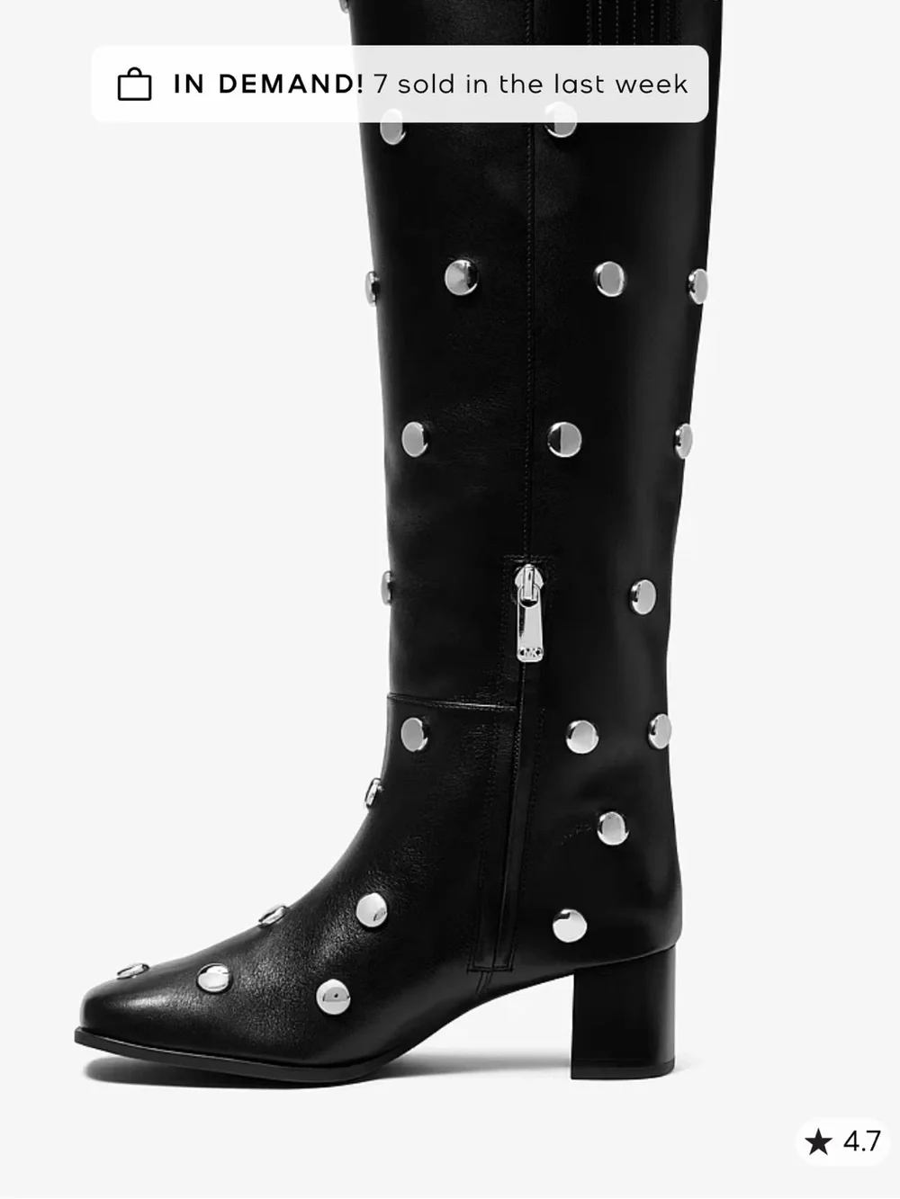 Matilda MK Studded Black Leather Mid-Calf Boot - Women